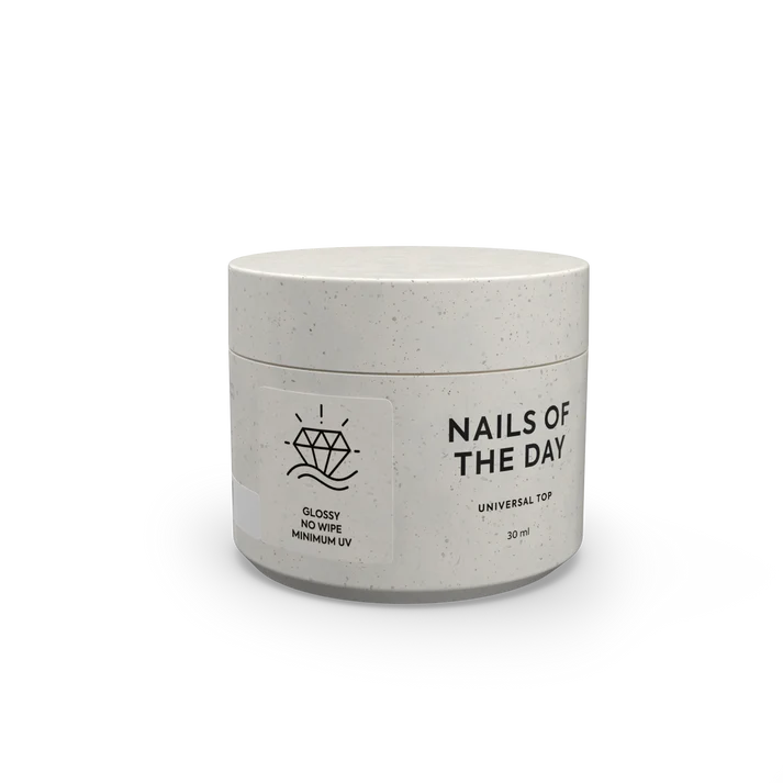 NAILSOFTHEDAY Universal Top — top coat brillante sin capa pegajosa con filtros UV mínimos, 30 ml