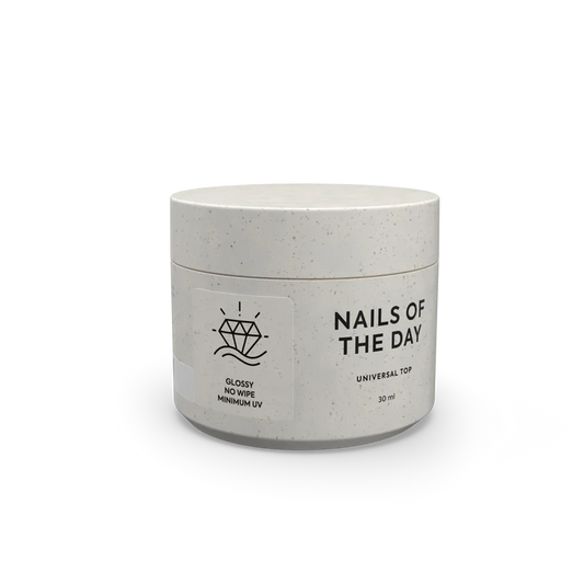 NAILSOFTHEDAY Universal Top — top coat brillante sin capa pegajosa con filtros UV mínimos, 30 ml