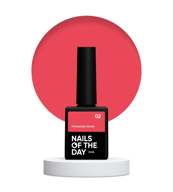 NAILSOFTHEDAY Vitrage gel polish 02 — esmalte de uñas en gel rojo teñido, 10 ml