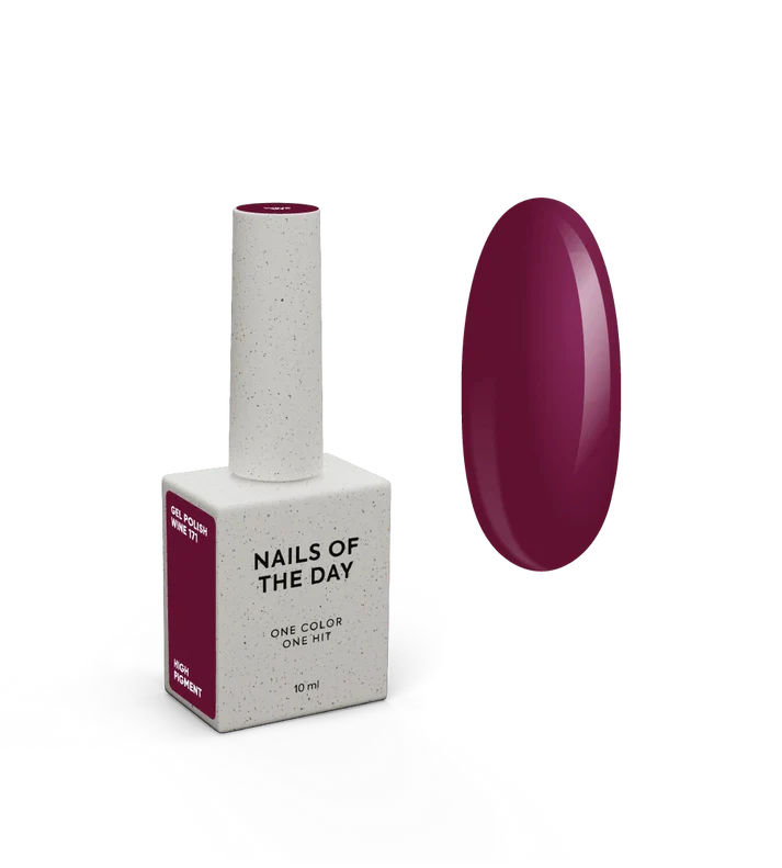 NAILSOFTHEDAY Gel Polish Wine — esmalte semipermanente en tono vino uva con cobertura completa en una sola capa. 10 ml.