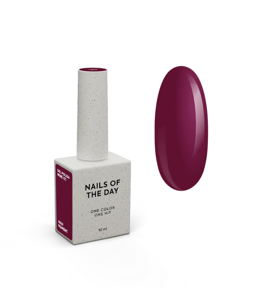 NAILSOFTHEDAY Gel Polish Wine — esmalte semipermanente en tono vino uva con cobertura completa en una sola capa. 10 ml.