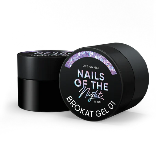 NAILSOFTHENIGHT Brokat gel 01 — gel de diseño con brocado multicolor y purpurina para uñas, 5 g