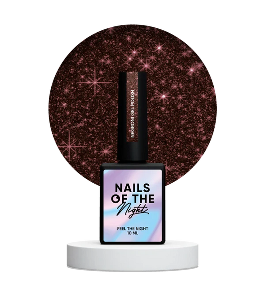 NAILSOFTHENIGHT Negroni gel polish — esmalte semipermanente reflectante de color burdeos oscuro, 10 ml