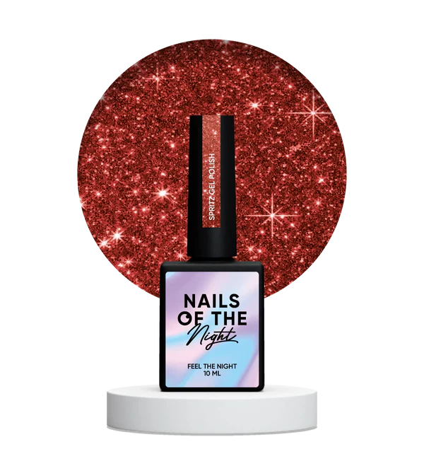 NAILSOFTHENIGHT Spritz gel polish — esmalte semipermanente reflectante de color rojo brillante, 10 ml