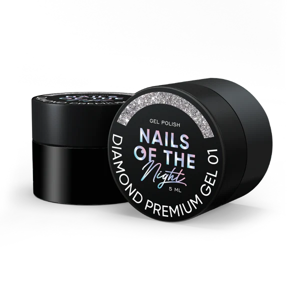 NAILSOFTHENIGHT Diamond Premium gel - gel polish 01— esmalte semipermanente plateado con finas hojas metálicas para uñas, 5 ml