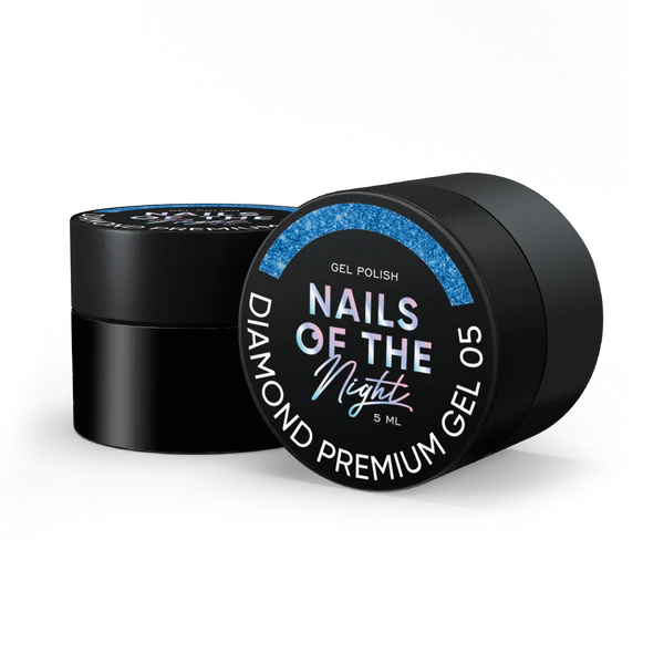 NAILSOFTHENIGHT Diamond Premium gel – esmalte en gel 05 — esmalte semipermanente azul con con finas hojas metálicas para uñas, 5 ml