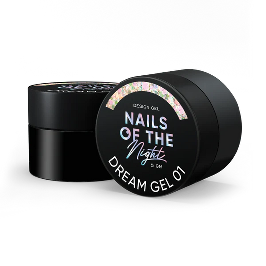 NAILSOFTHENIGHT Dream gel 01 — gel de diseño con increíbles hexágonos de diferentes tamaños y purpurina para uñas, 5 g