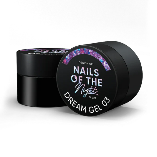 NAILSOFTHENIGHT Dream gel 03 — gel de diseño con increíbles hexágonos de diferentes tamaños y purpurina para uñas, 5 g