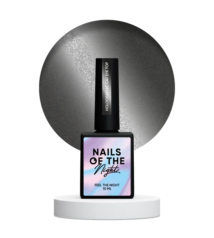 NAILSOFTHENIGHT Holographic Top Cat eye - top holográfico con efecto ojo de gato para uñas sin capa pegajosa, 10 ml