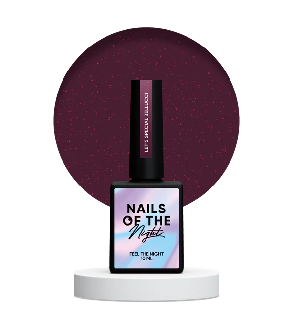 NAILSOFTHENIGHT Let's Special Bellucci — esmalte semipermanente reflectante burdeos que cubre una capa, 10 ml