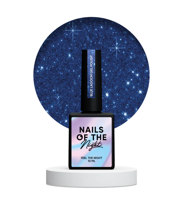 NAILSOFTHENIGHT Blue Lagoon gel polish - esmalte semipermanente reflectante azul para uñas, 10 ml