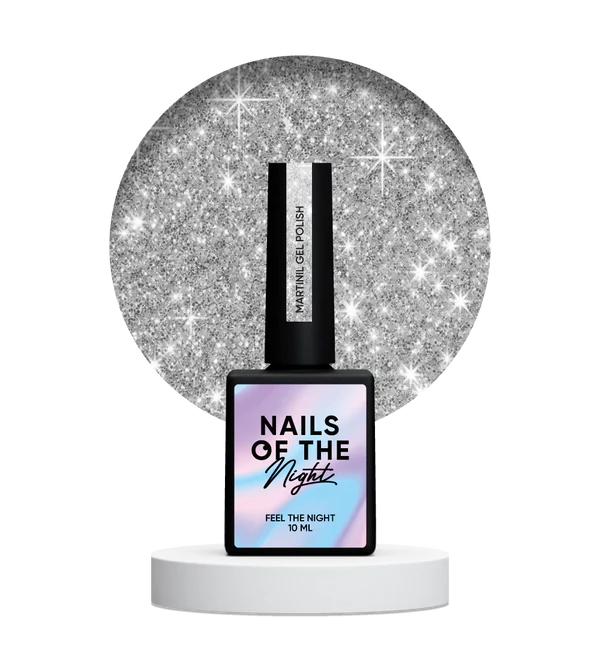 NAILSOFTHENIGHT Martini gel polish - esmalte semipermanente reflectante plateado para uñas, 10 ml