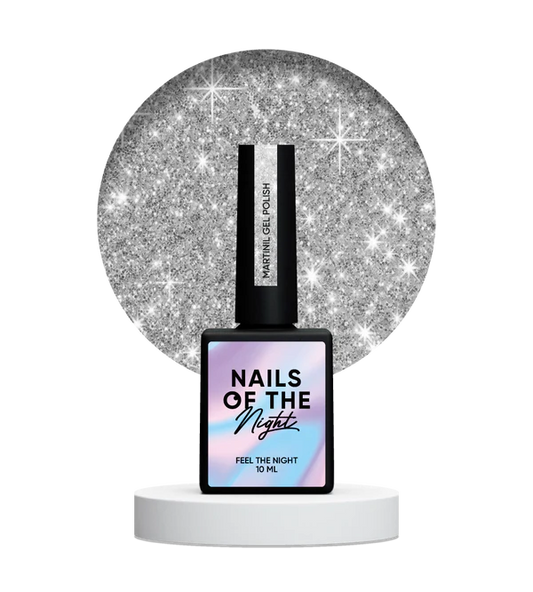 NAILSOFTHENIGHT Martini gel polish - esmalte semipermanente reflectante plateado para uñas, 10 ml