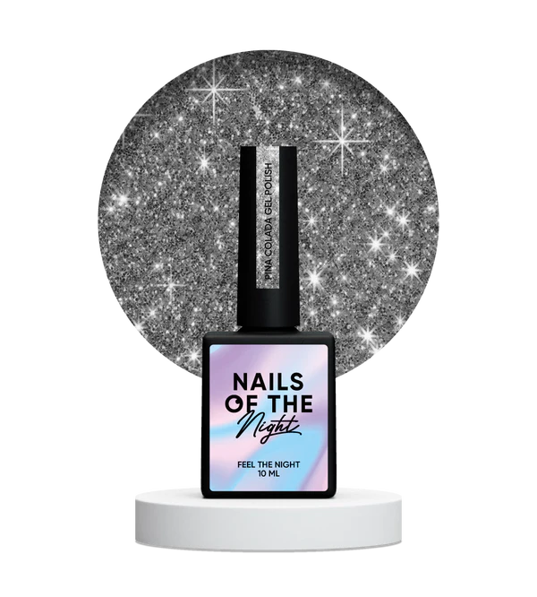 NAILSOFTHENIGHT Pina Colada gel polish - esmalte semipermanente reflectante gris para uñas, 10 ml