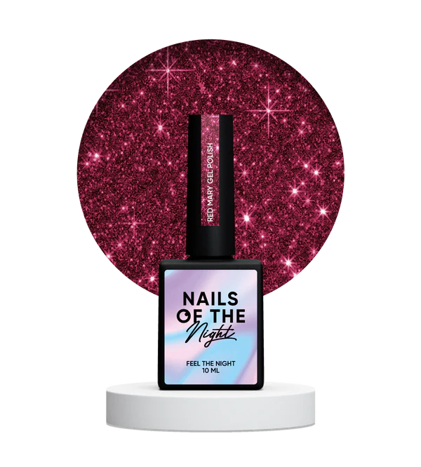 Esmalte en gel NAILSOFTHENIGHT Red Mary, esmalte en gel reflectante rojo para uñas, 10 ml