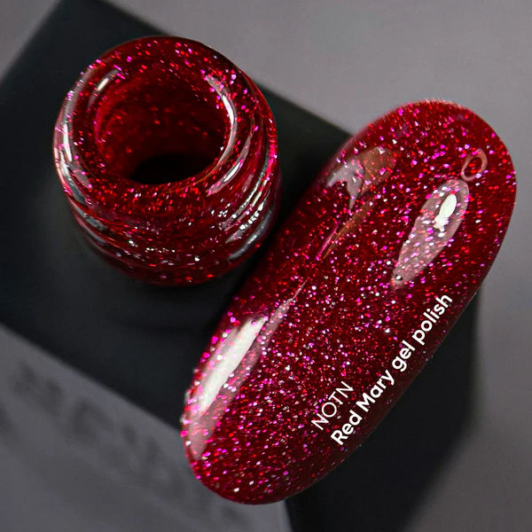Esmalte en gel NAILSOFTHENIGHT Red Mary, esmalte en gel reflectante rojo para uñas, 10 ml
