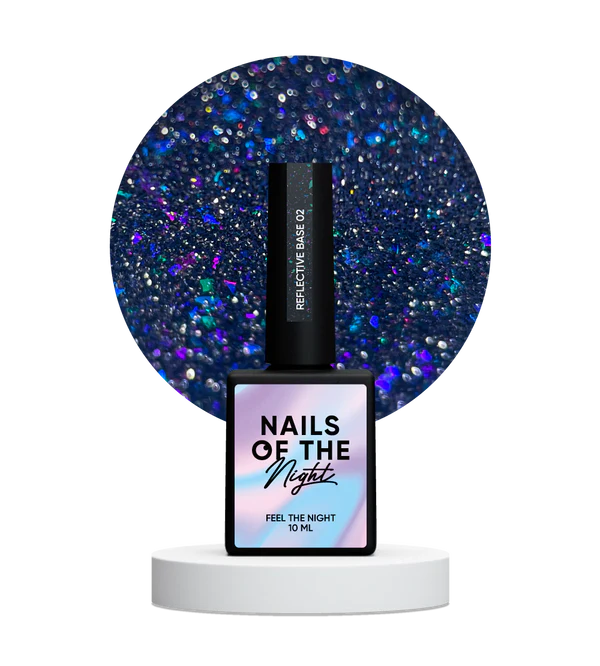 NAILSOFTHENIGHT Reflective base 02 - base reflectante de camuflaje con brillo (destellos azules y celestes), 10 ml