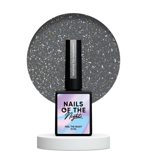 NAILSOFTHENIGHT Reflective top Holographic - top holográfico reflectante sin una capa pegajosa para uñas, 10 ml