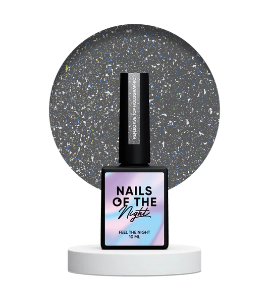 NAILSOFTHENIGHT Reflective top Holographic - top holográfico reflectante sin una capa pegajosa para uñas, 10 ml
