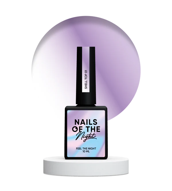 NAILSOFTHENIGHT Shell top 01 - top perlado con un toque morado sin capa pegajosa, 10 ml