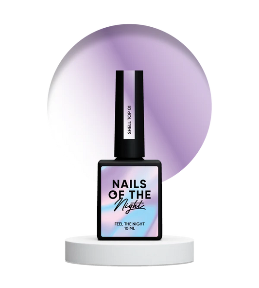 NAILSOFTHENIGHT Shell top 01 - top perlado con un toque morado sin capa pegajosa, 10 ml
