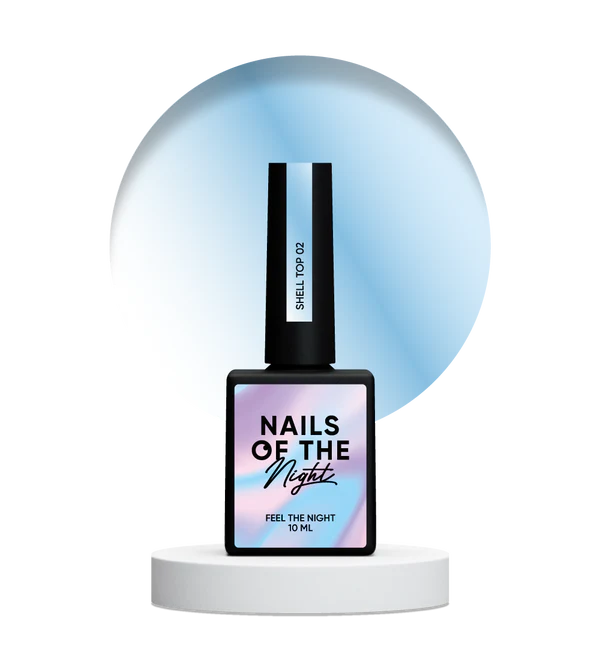 NAILSOFTHENIGHT Shell top 02 - top perlado con un toque azul sin capa pegajosa, 10 ml