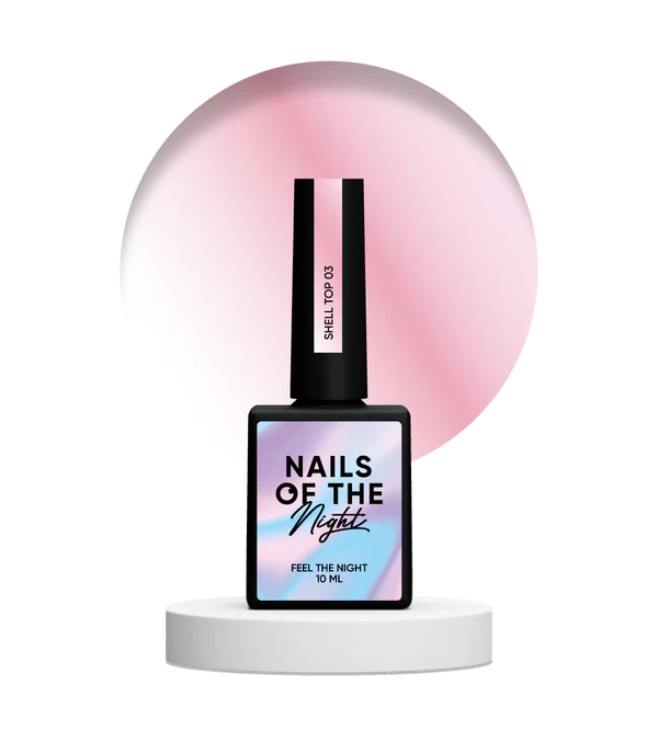 NAILSOFTHENIGHT Shell top 03 - top perlado con un toque rosa sin capa pegajosa, 10 ml
