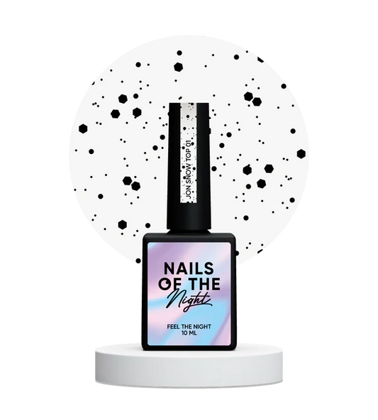NAILSOFTHENIGHT Jon Snow top 01 — top con hexágonos negros de varios tamaños, sin una capa pegajosa, 10 ml