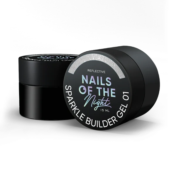 NAILSOFTHENIGHT Sparkle builder gel 01 — gel de construcción reflectante plateado, 15 ml