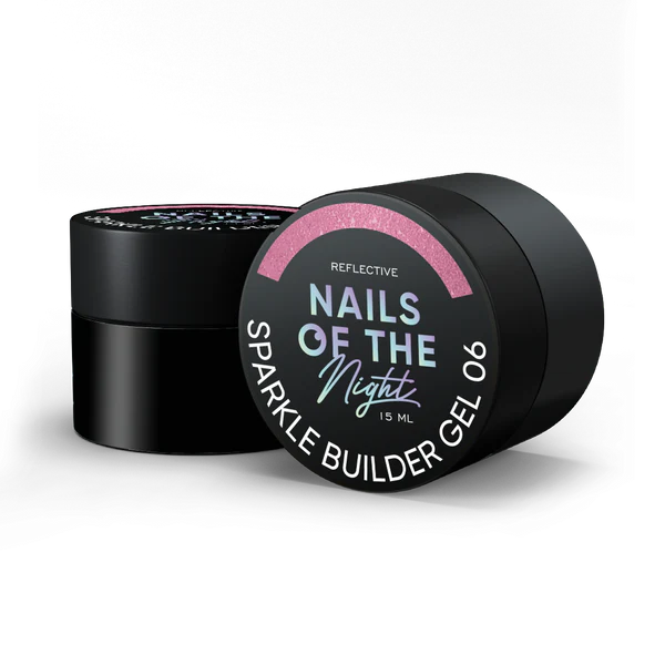 NAILSOFTHENIGHT Sparkle builder gel 06 — gel constructor reflectante melocotón, 15 ml