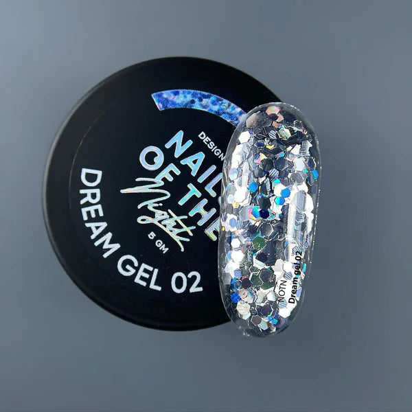 NAILSOFTHENIGHT Dream gel 02 — gel de diseño con increíbles hexágonos de diferentes tamaños y purpurina para uñas, 5 g