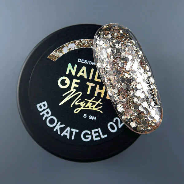 NAILSOFTHENIGHT Brokat gel 02 — gel de diseño con brocado multicolor y purpurina para uñas, 5 g