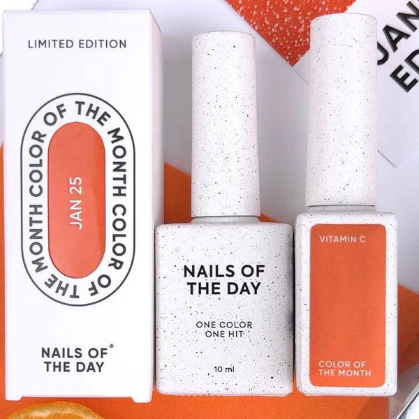 NAILSOFTHEDAY Color of the month January 2025 Vitamin C — color del mes, naranja intenso con un fino shimmer que cubre en una capa, 10 ml