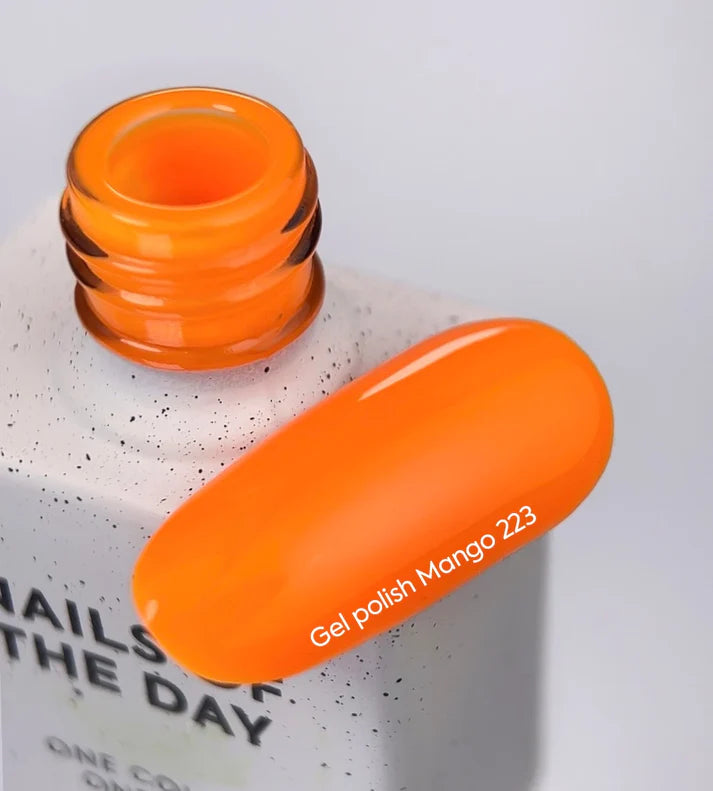 NAILSOFTHEDAY Gel Polish Mango-223 — esmalte semipermanente naranja neón con cobertura total en una sola capa, 10 ml